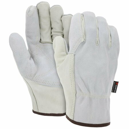 MCR SAFETY Gloves, Ind Grd Grain/Split Bk Wing Thb Dbl Plm, L, 12PK 32056DPL